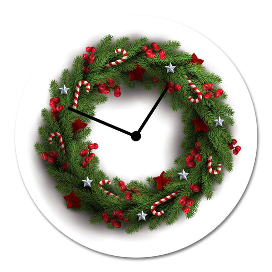 Christmas Fir Wreath Acrylglas-Uhr