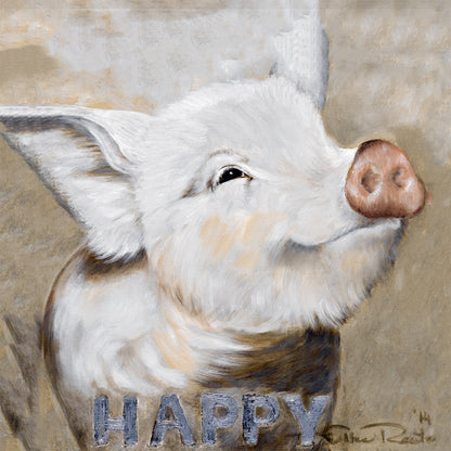 Leinwandbild Schwein HAPPY - Kunstvolle Wandgestaltung kaufen – queence